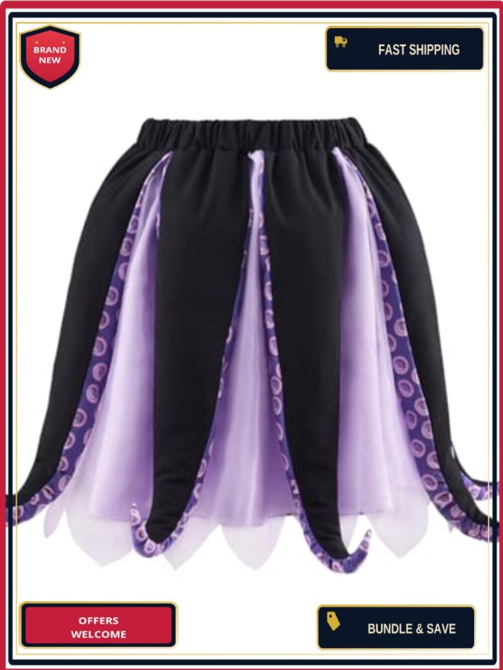 Ursula Halloween Costume Tutu Dress Cosplay Tentacle Skirt Womens